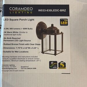Bronze LED Square Porch Lights 2pack